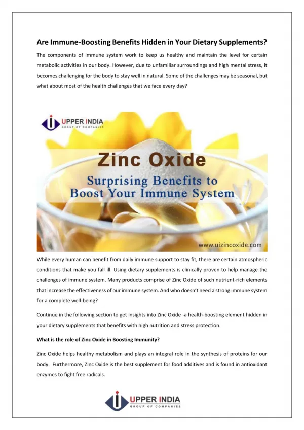 Immune Boosting Benefits of Zinc Oxide