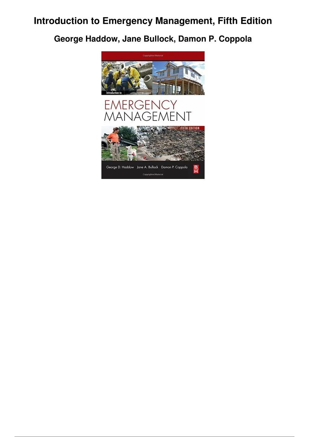 introduction to emergency management fifth edition