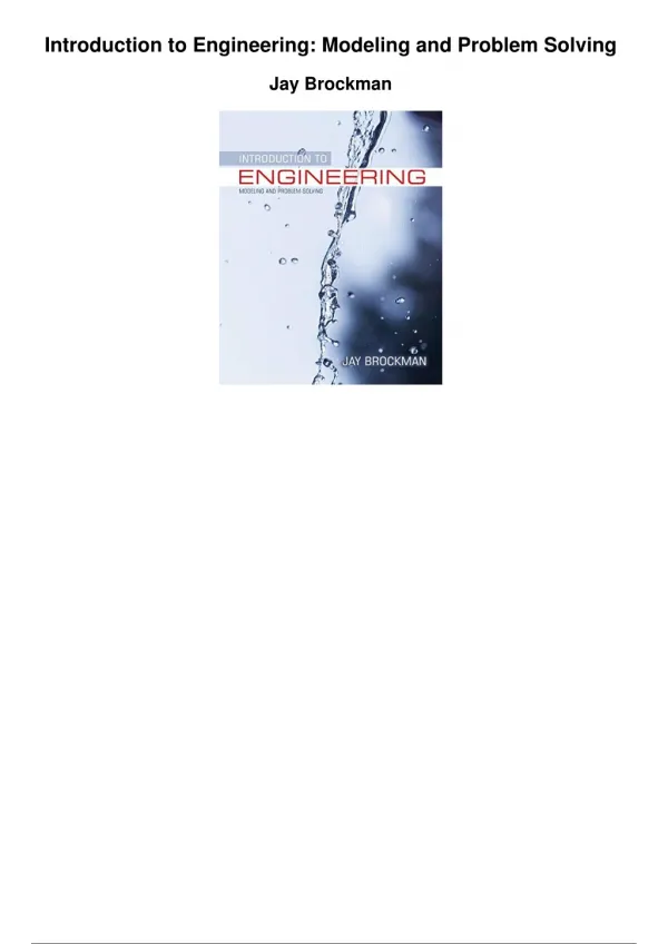 Introduction To Engineering Modeling And Problem Solving_PDF