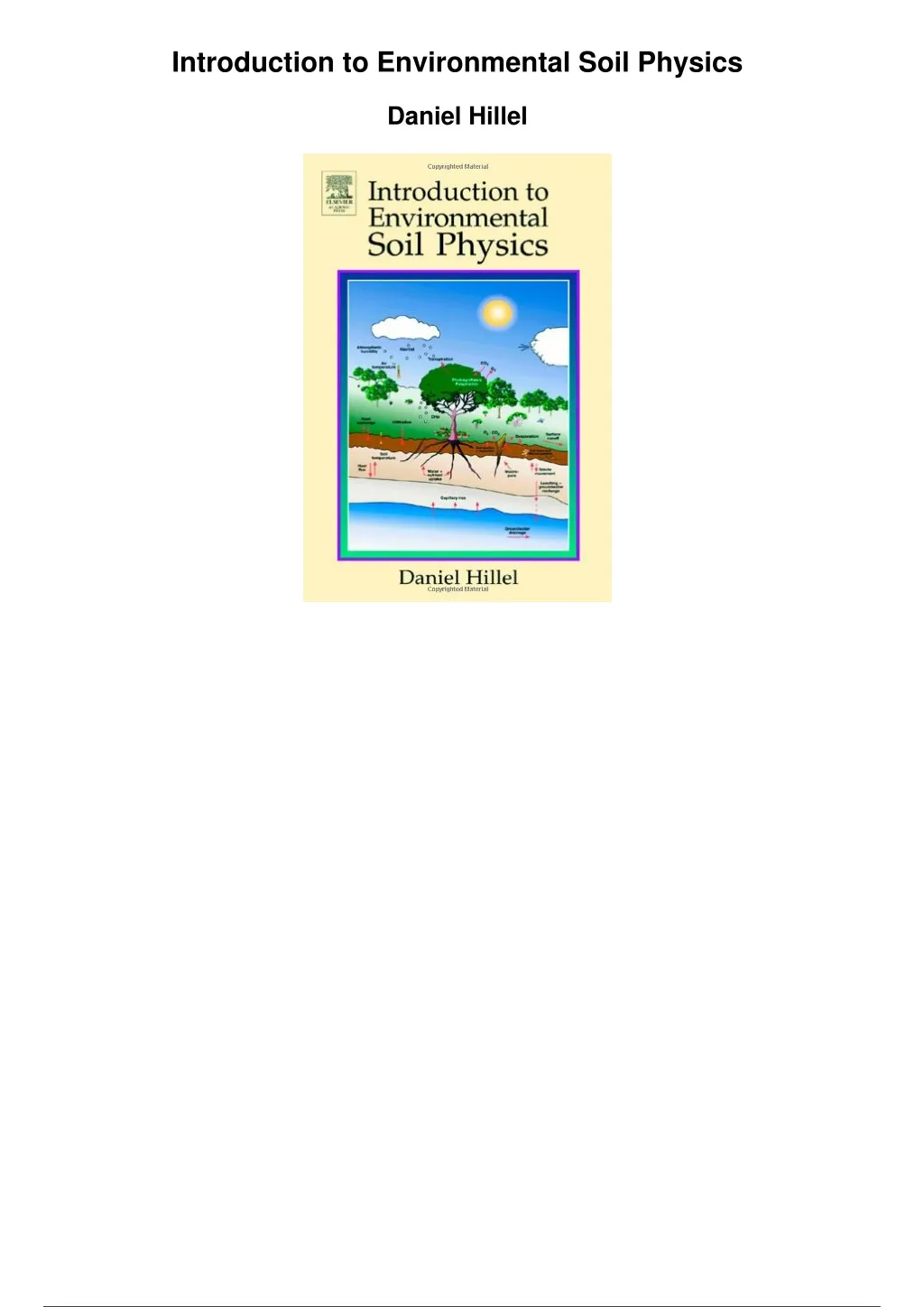introduction to environmental soil physics