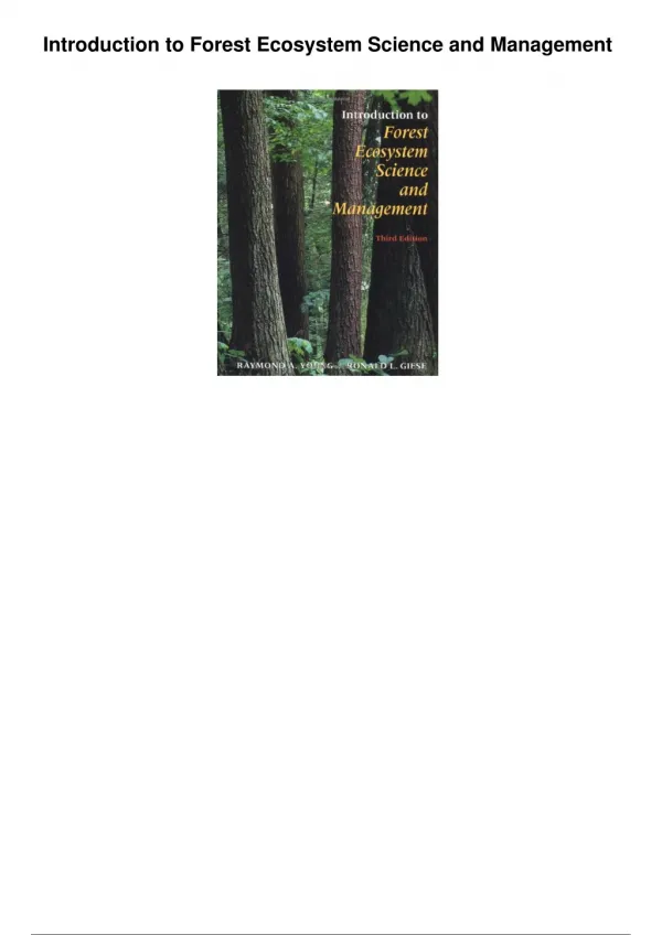 Introduction To Forest Ecosystem Science And Management_PDF