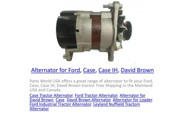 Alternator for Ford, Case, Case IH, David Brown
