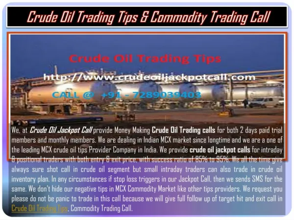 Crude Oil Trading Tips & Commodity Trading Call