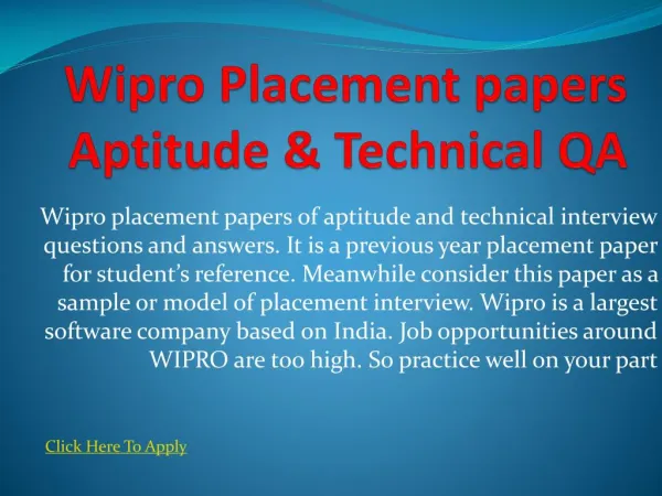 wipro placement papers