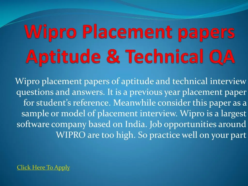 wipro placement papers aptitude technical qa