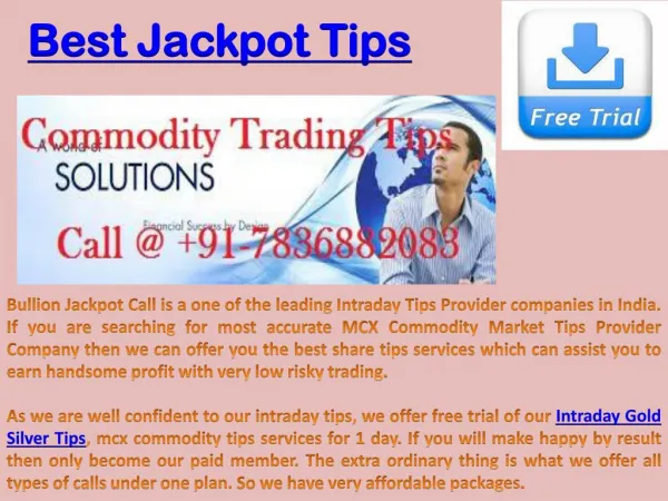 Affordable Commodity Trading Calls - Intraday Gold Silver Tips