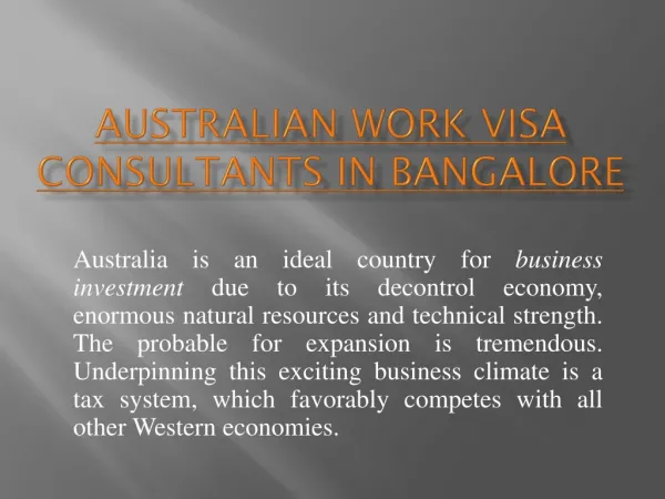 australian work visa consultants in bangalore