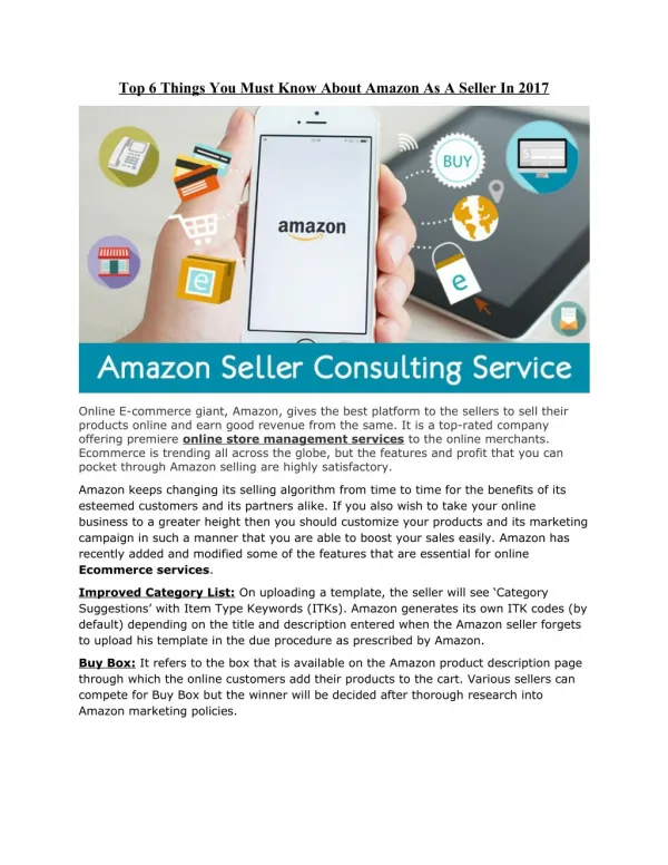 Top 6 Things You Must Know About Amazon As A Seller In 2017