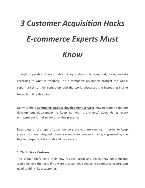 3 Customer Acquisition Hacks E-commerce Experts Must Know