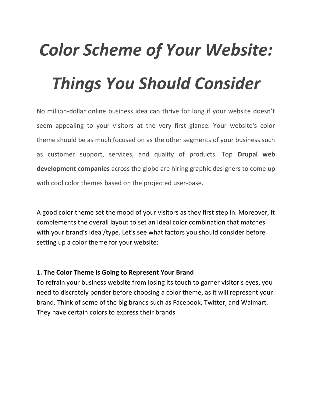 color scheme of your website
