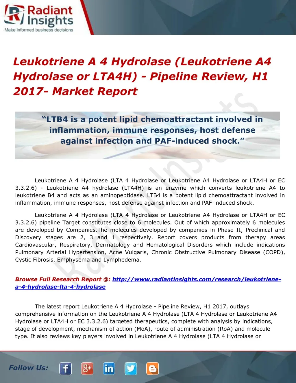 leukotriene a 4 hydrolase leukotriene