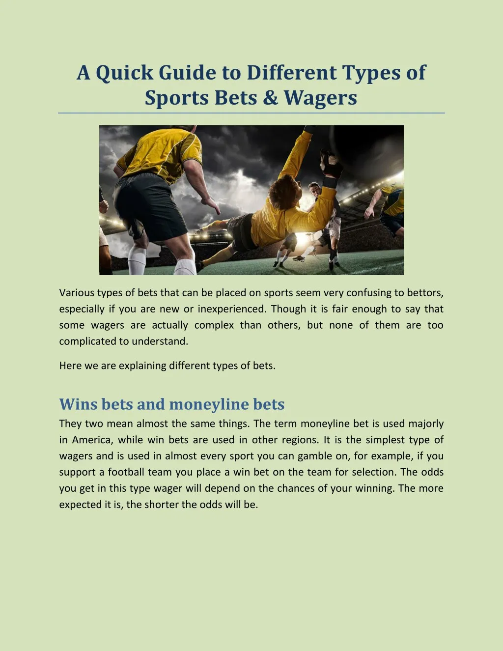 a quick guide to different types of sports bets
