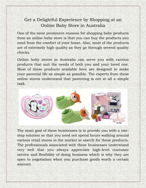 Get a Delightful Experience by Shopping at an Online Baby Store in Australia