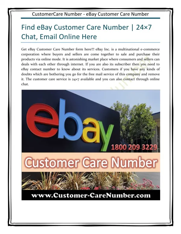 eBay Customer Care Number