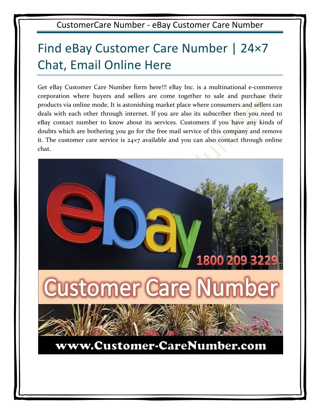 customercare number ebay customer care number