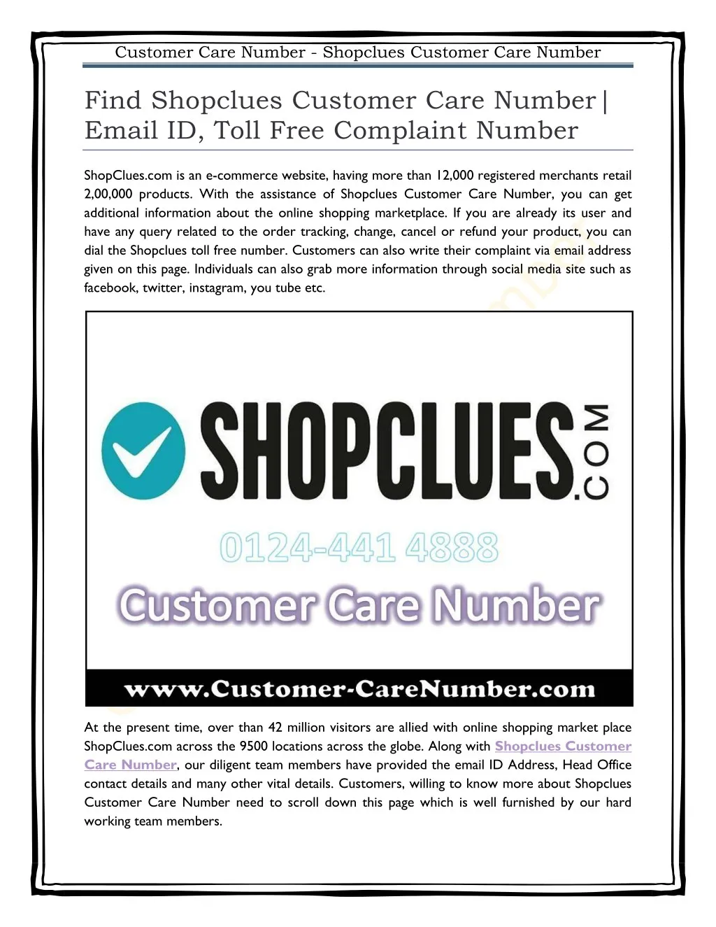 customer care number shopclues customer care