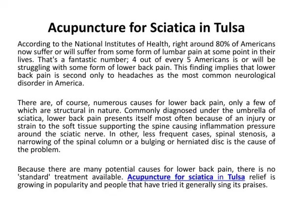 Acupuncture for sciatica in Tulsa