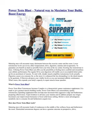 Power Testo Blast – Natural way to Maximize Your Build, Boost Energy - slide 1