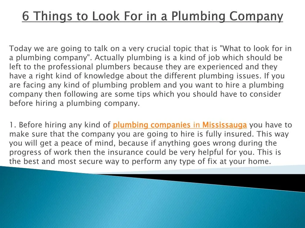 6 things to look for in a plumbing company