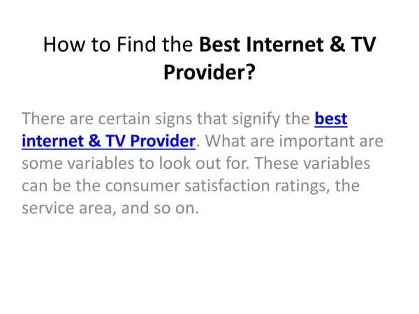Best Internet & TV Provider