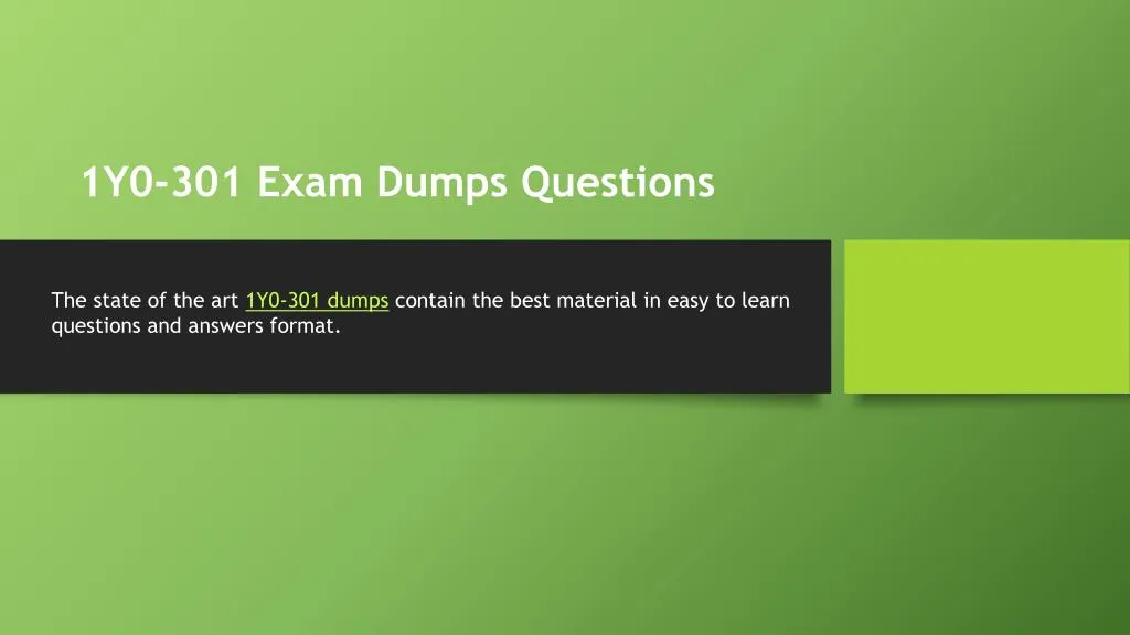 1y0 301 exam dumps questions