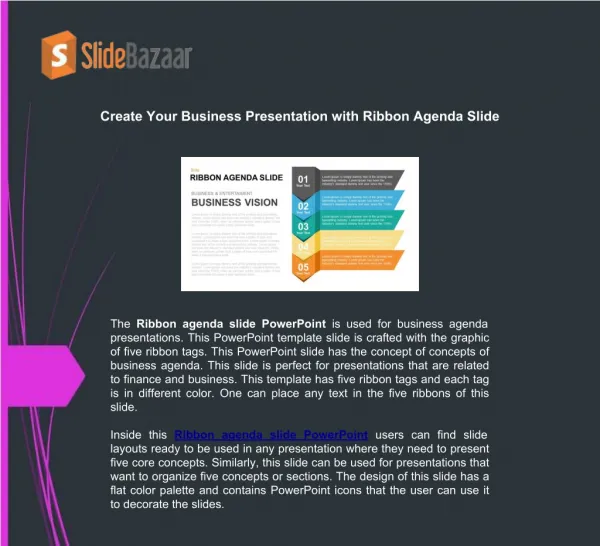 Create Your Business Presentation With Ribbon Agenda Slide