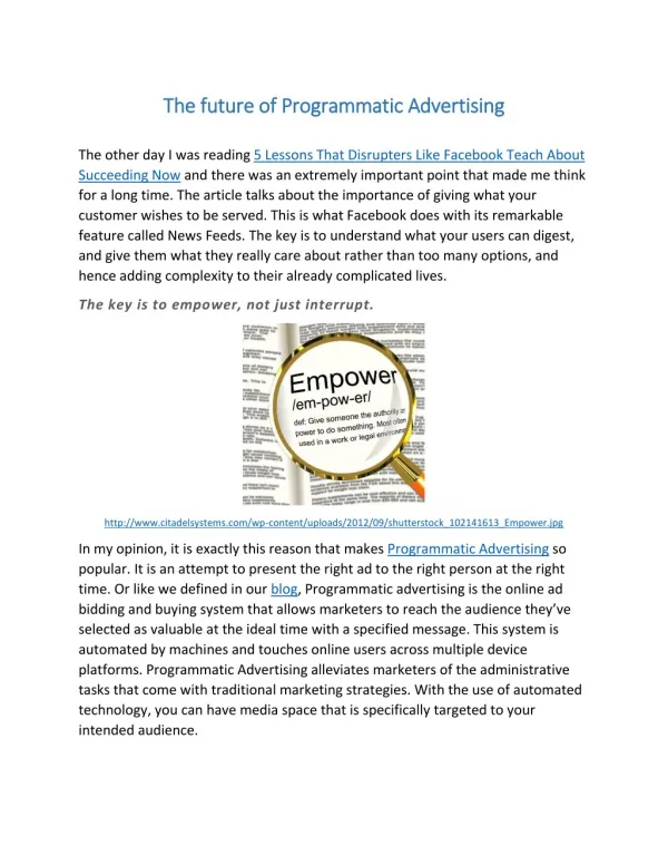 The future of Programmatic Advertising