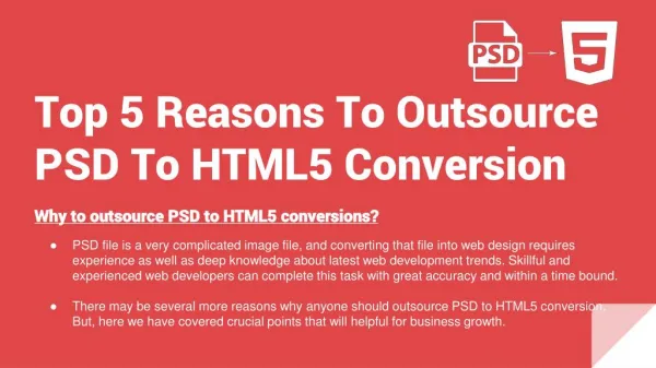 Top 5 Reasons To Outsource PSD To HTML5 Conversion