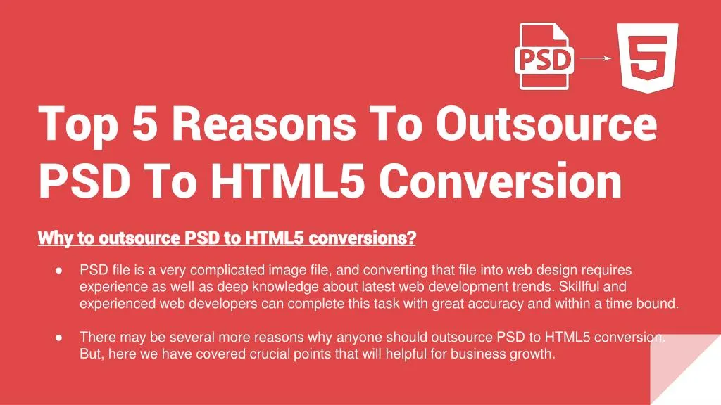 top 5 reasons to outsource psd to html5 conversion