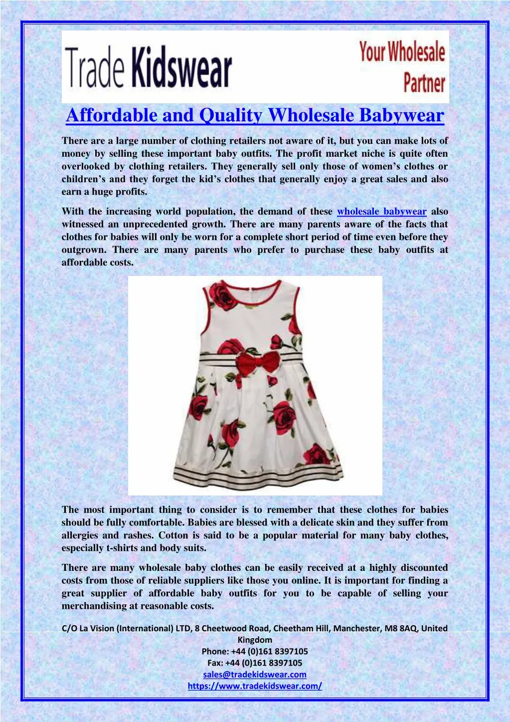 affordable and quality wholesale babywear