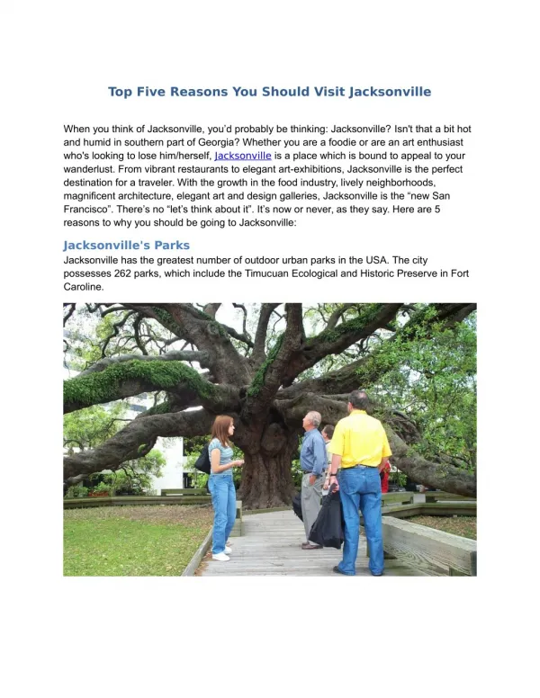 Top Five Reasons You Should Visit Jacksonville