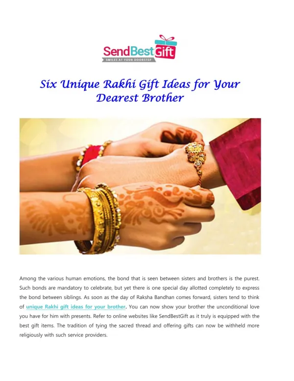 Six Unique Rakhi Gift Ideas For Your Dearest Brother