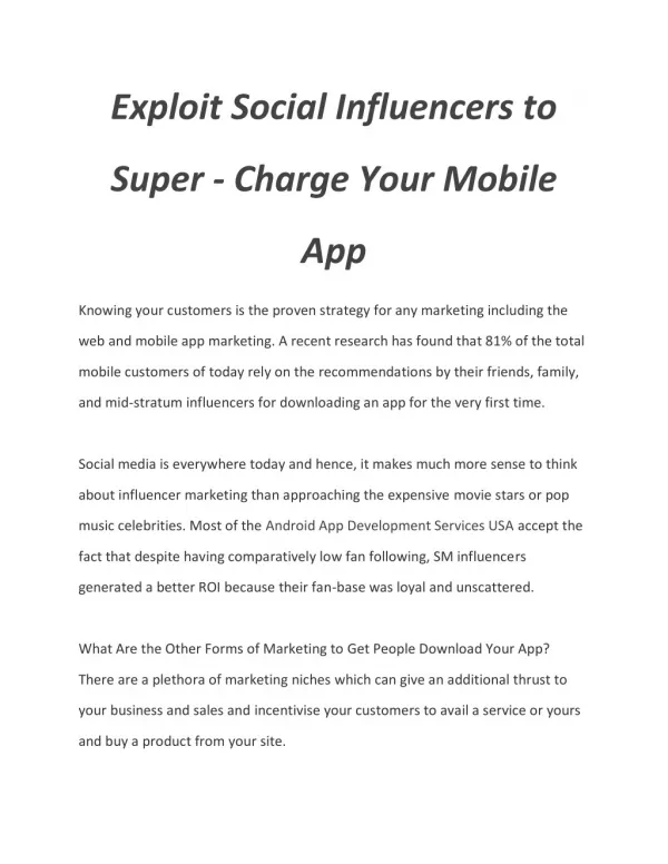 Exploit Social Influencers to Super-Charge Your Mobile App