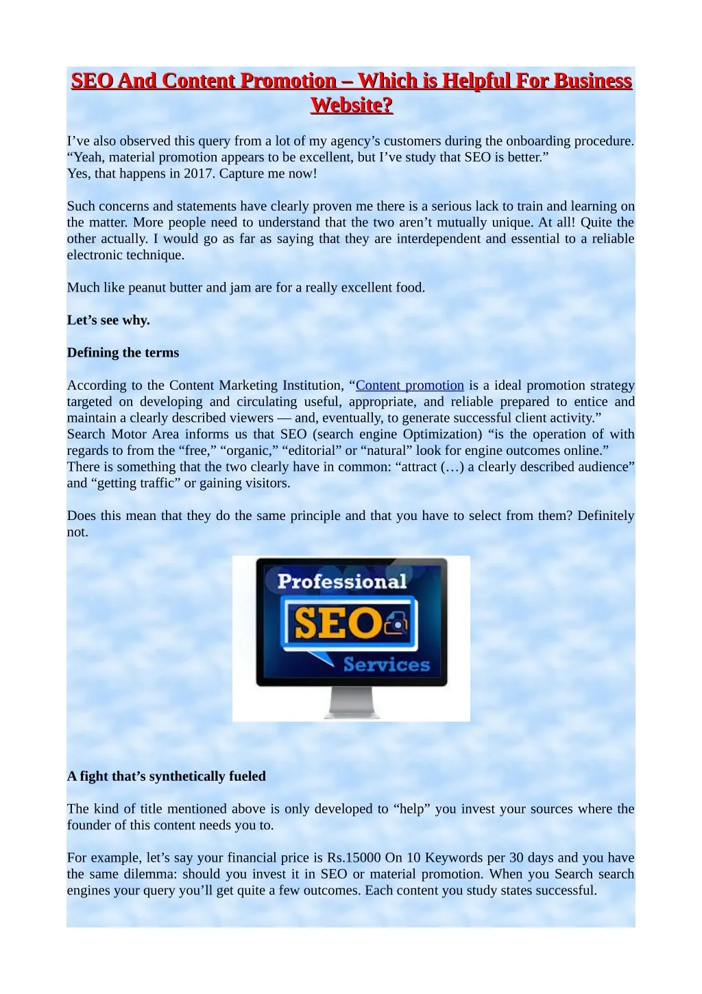 seo and content promotion which is helpful