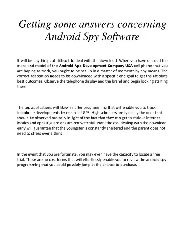 Getting some answers concerning Android Spy Software