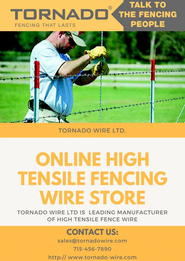 Get High Tensile Fence Wire With Tornado Wire