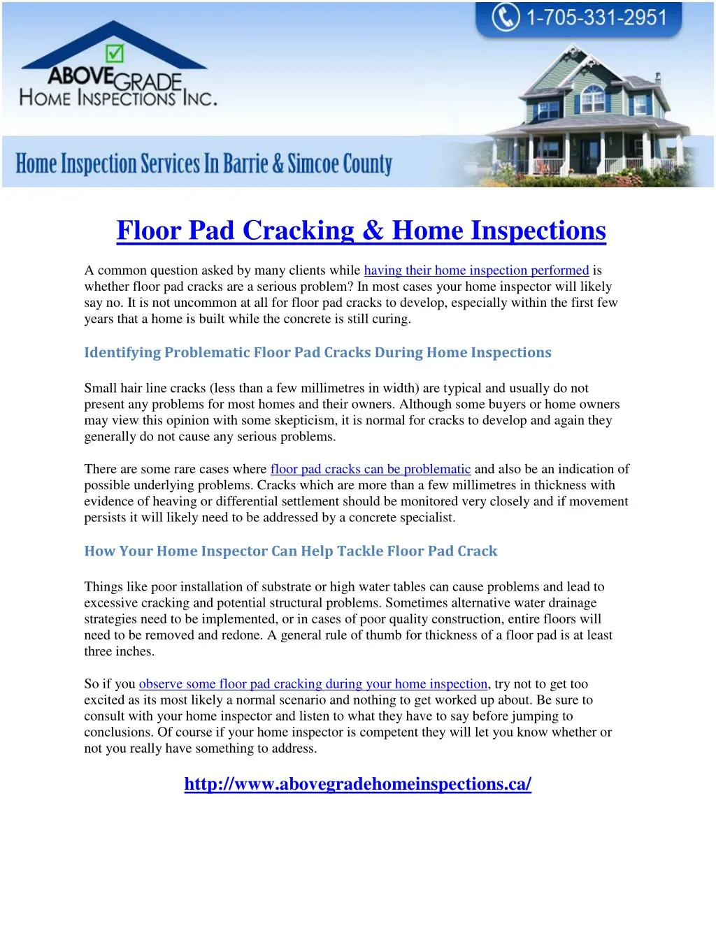 floor pad cracking home inspections