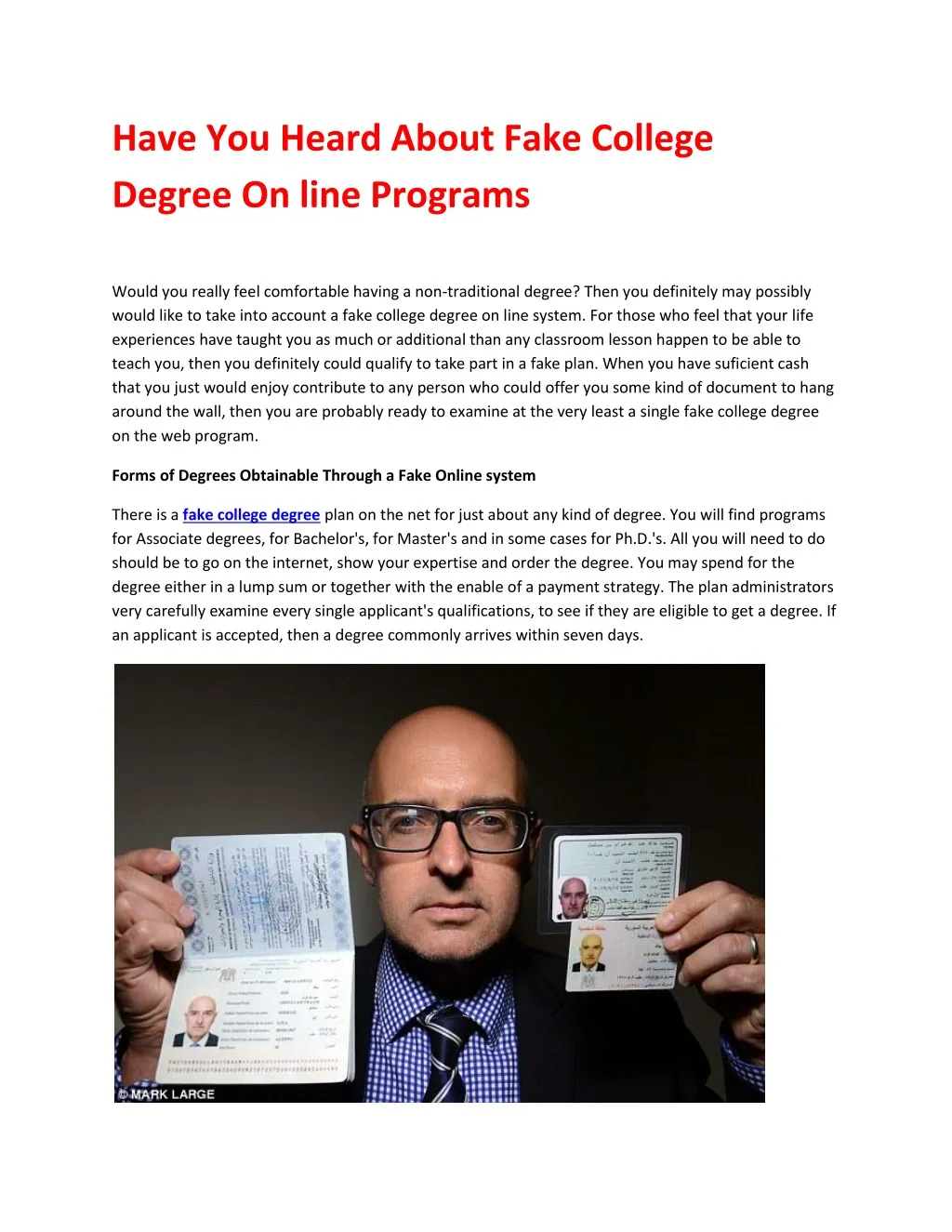 have you heard about fake college degree on line