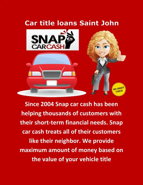 Car title loans Saint John