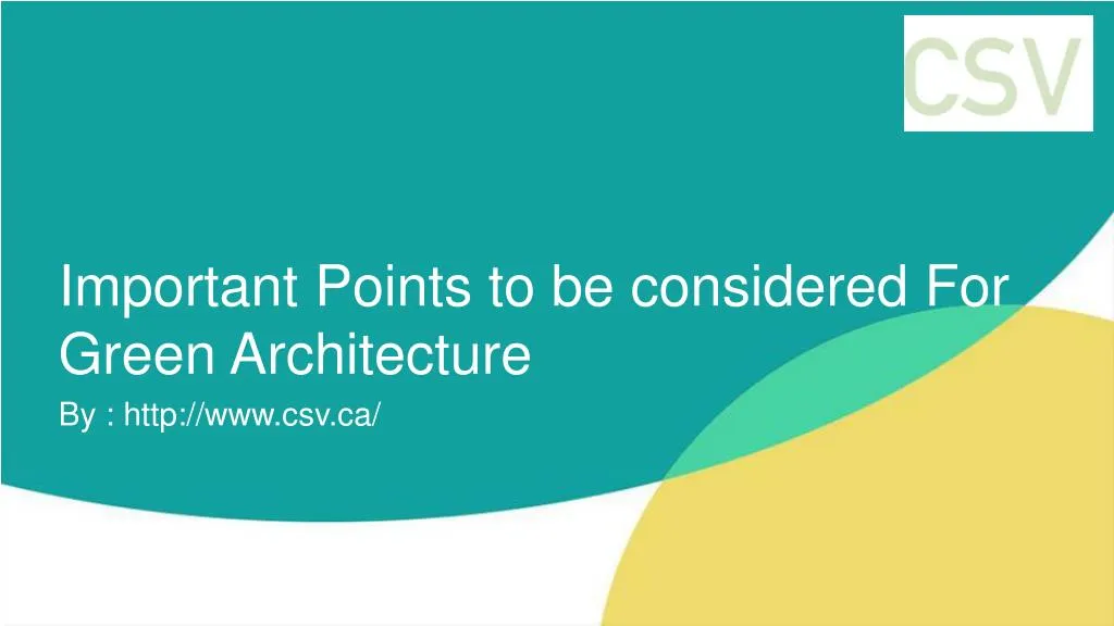 important points to be considered for green architecture