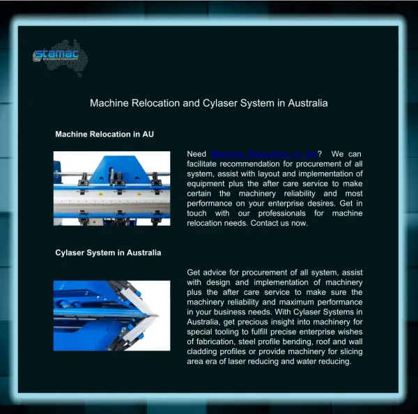Machine Relocation and Cylaser System in Australia