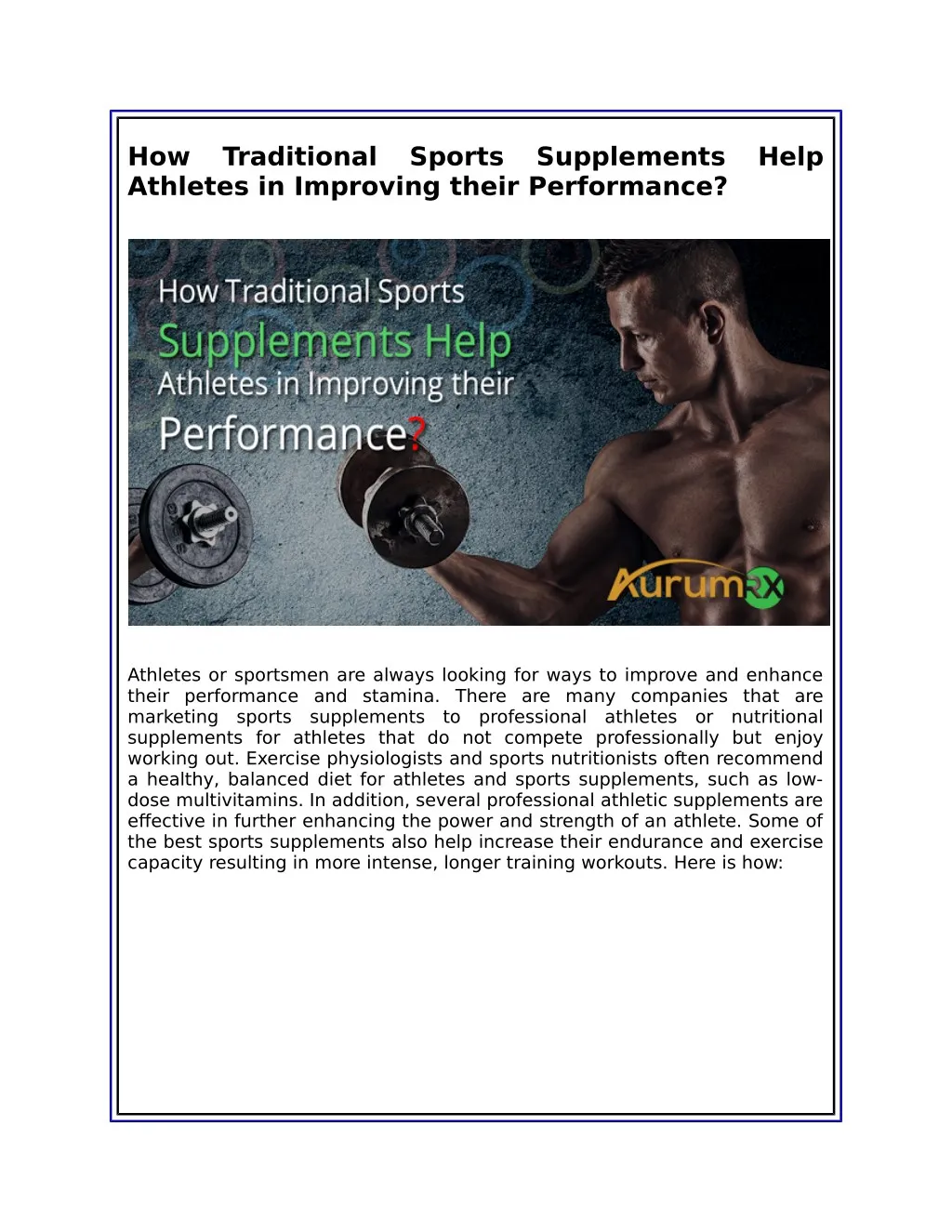 how traditional sports supplements help athletes