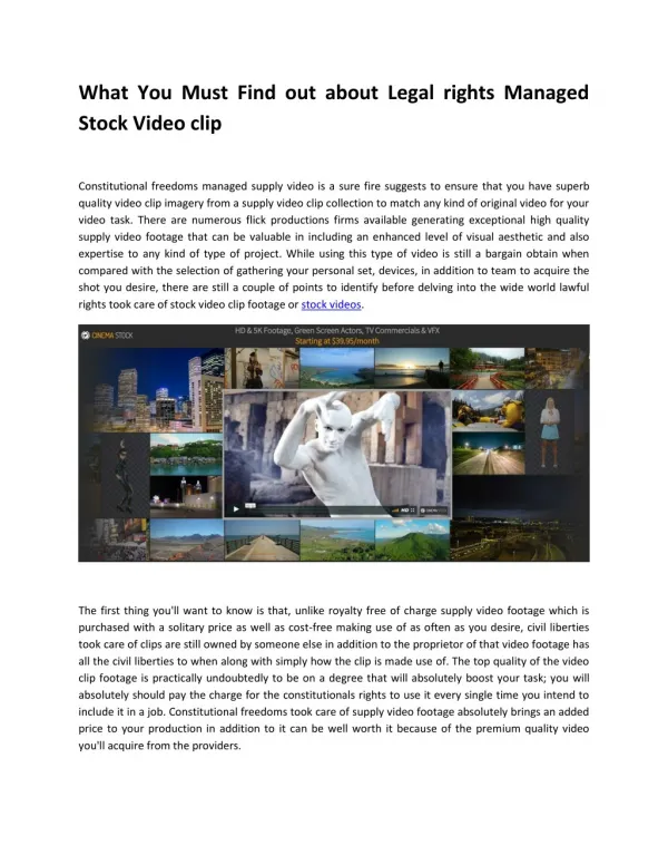 What You Must Find out about Legal rights Managed Stock Video clip