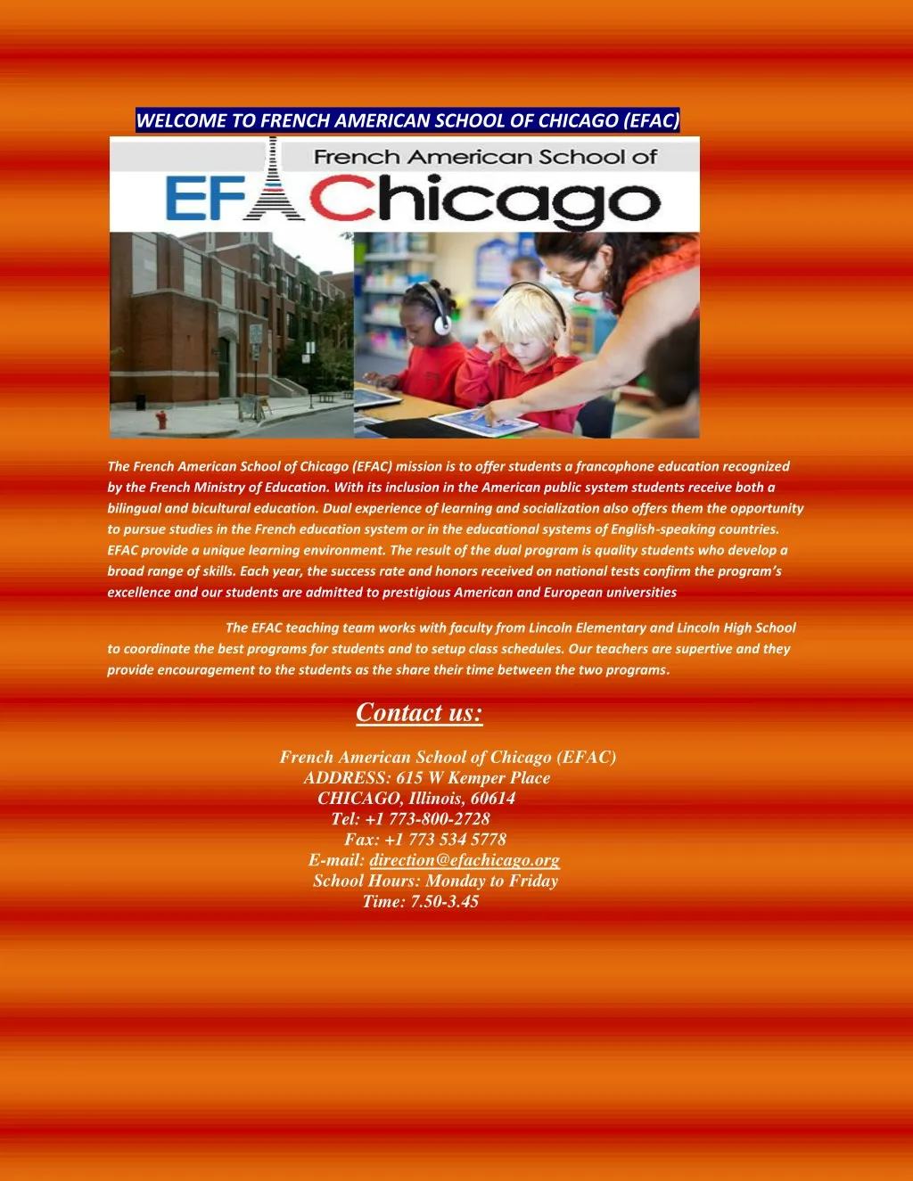 welcome to french american school of chicago efac