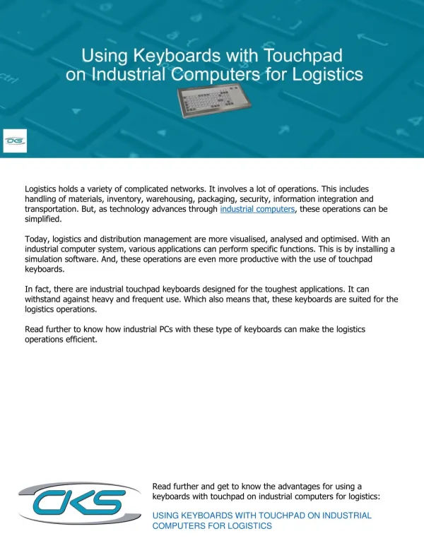 Using Keyboards with Touchpad on Industrial Computers for Logistics
