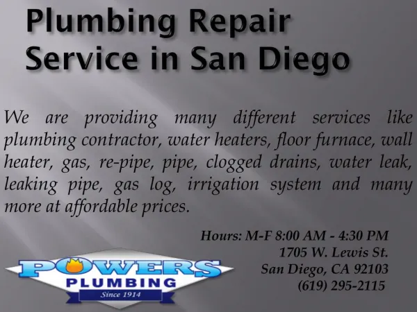 San Diego - Plumbing & Repair Service at affordable price