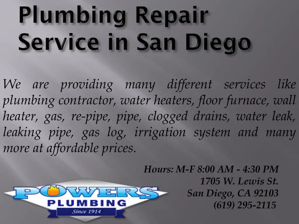 plumbing repair service in san diego