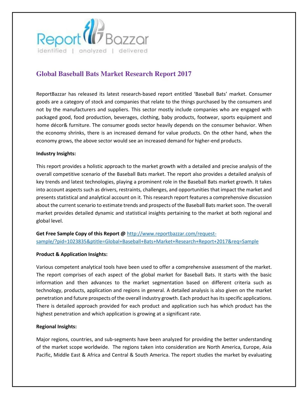 global baseball bats market research report 2017