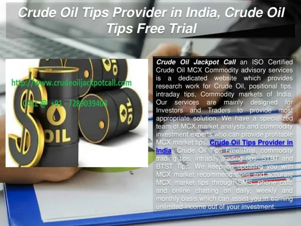Crude Oil Tips Provider in India, Crude Oil Tips Free Trial