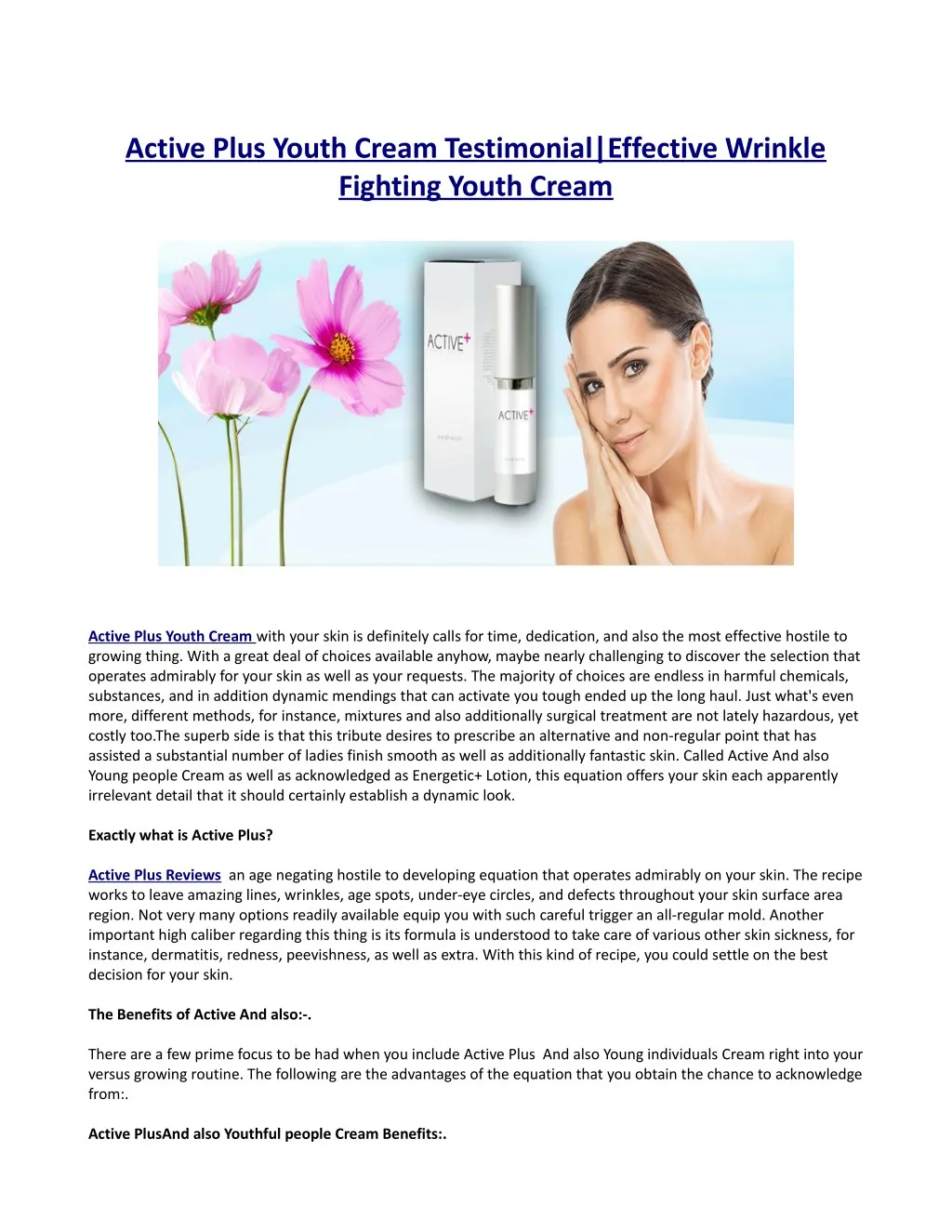 active plus youth cream testimonial effective